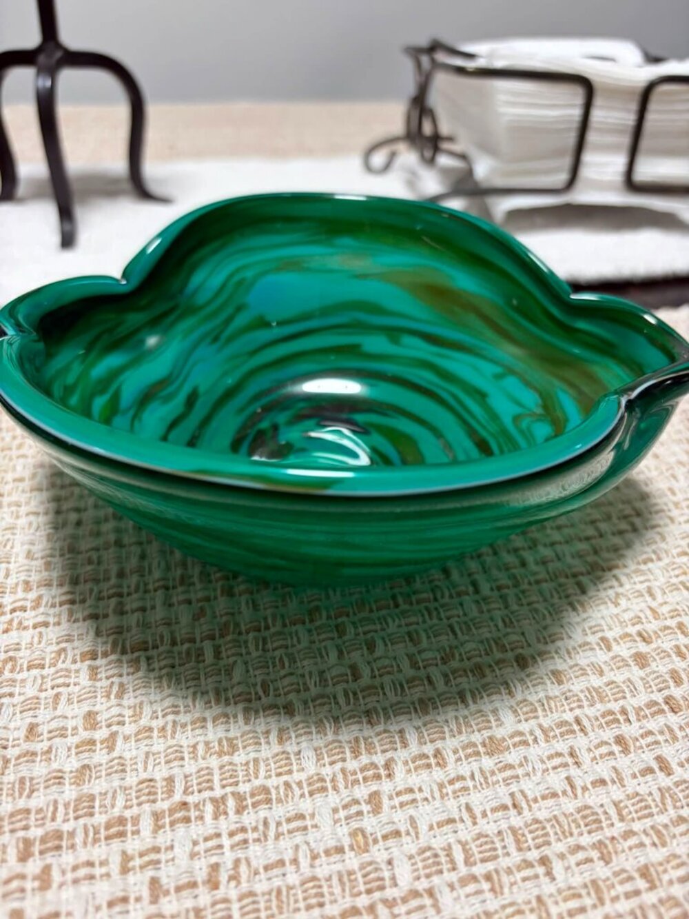 Green Blown Glass Green Dish
